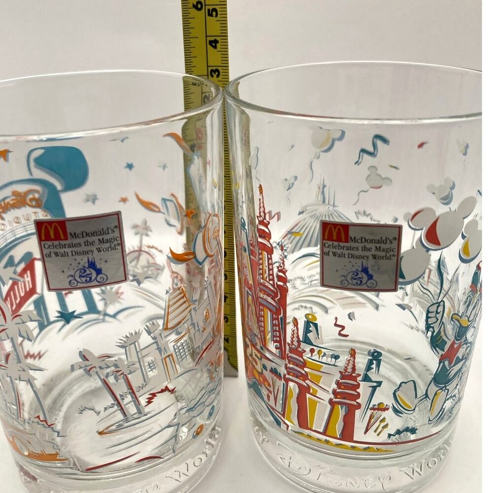 VTG Disney 1996 McDonalds Collector Glasses (2) Different - Remember the Magic